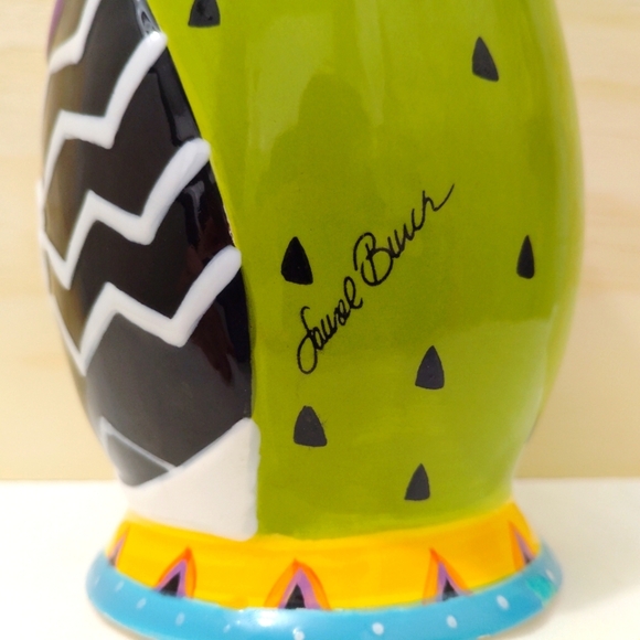 Laurel Burch Cat Flower Vase Colorful Kitty 6" Tall For Ganz NY - Picture 4 of 12